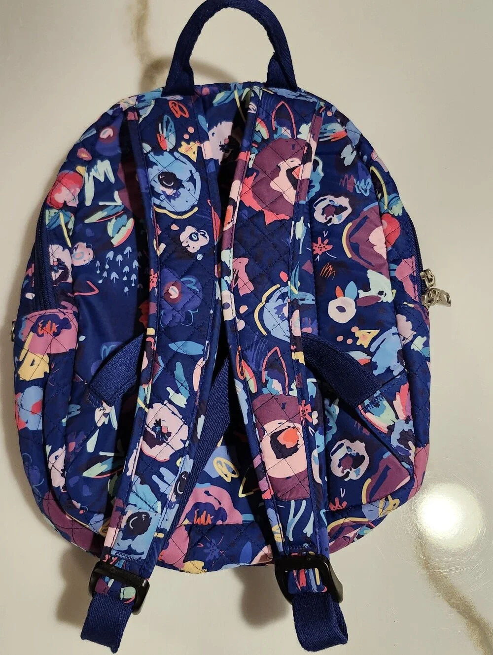 Travelon Anti-Theft Backpack Blue Floral Quilted RFID Travel Bag Organizer